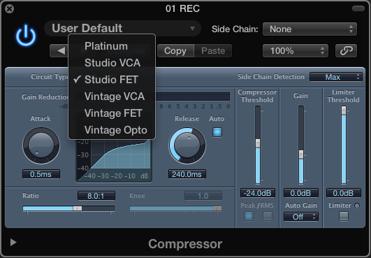 Logic Pro built-in compressor